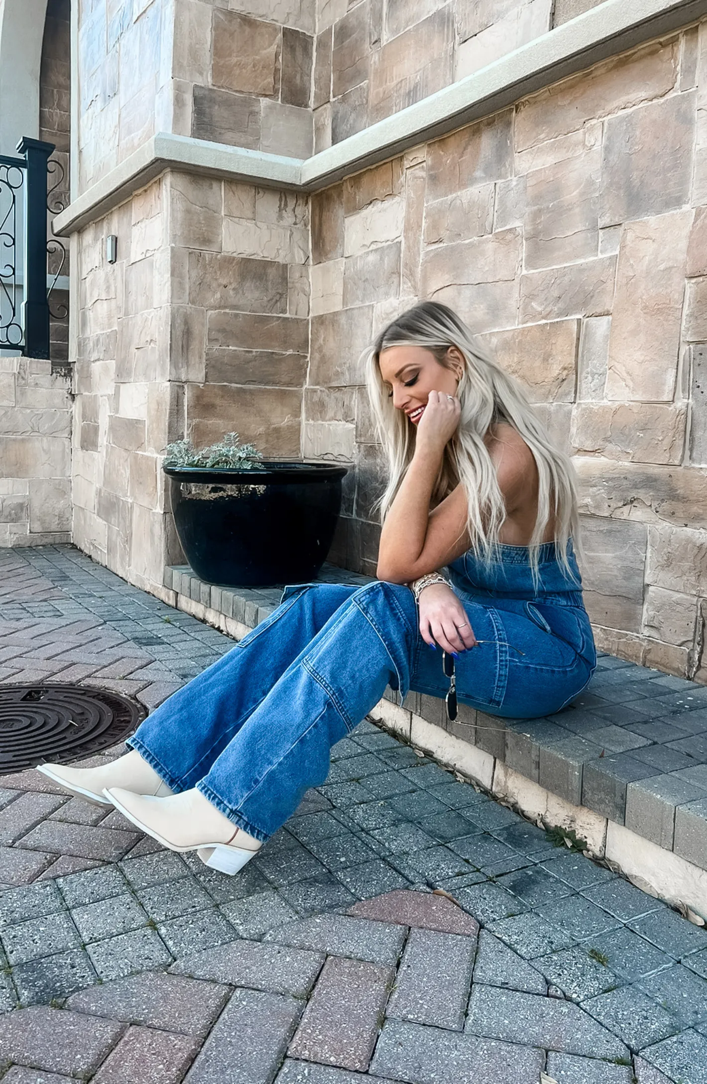 Our Go to Place Cargo Denim Jumpsuit