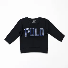 PL - Kids 'Black' Round Neck Polo Printed Sweatshirt PL928