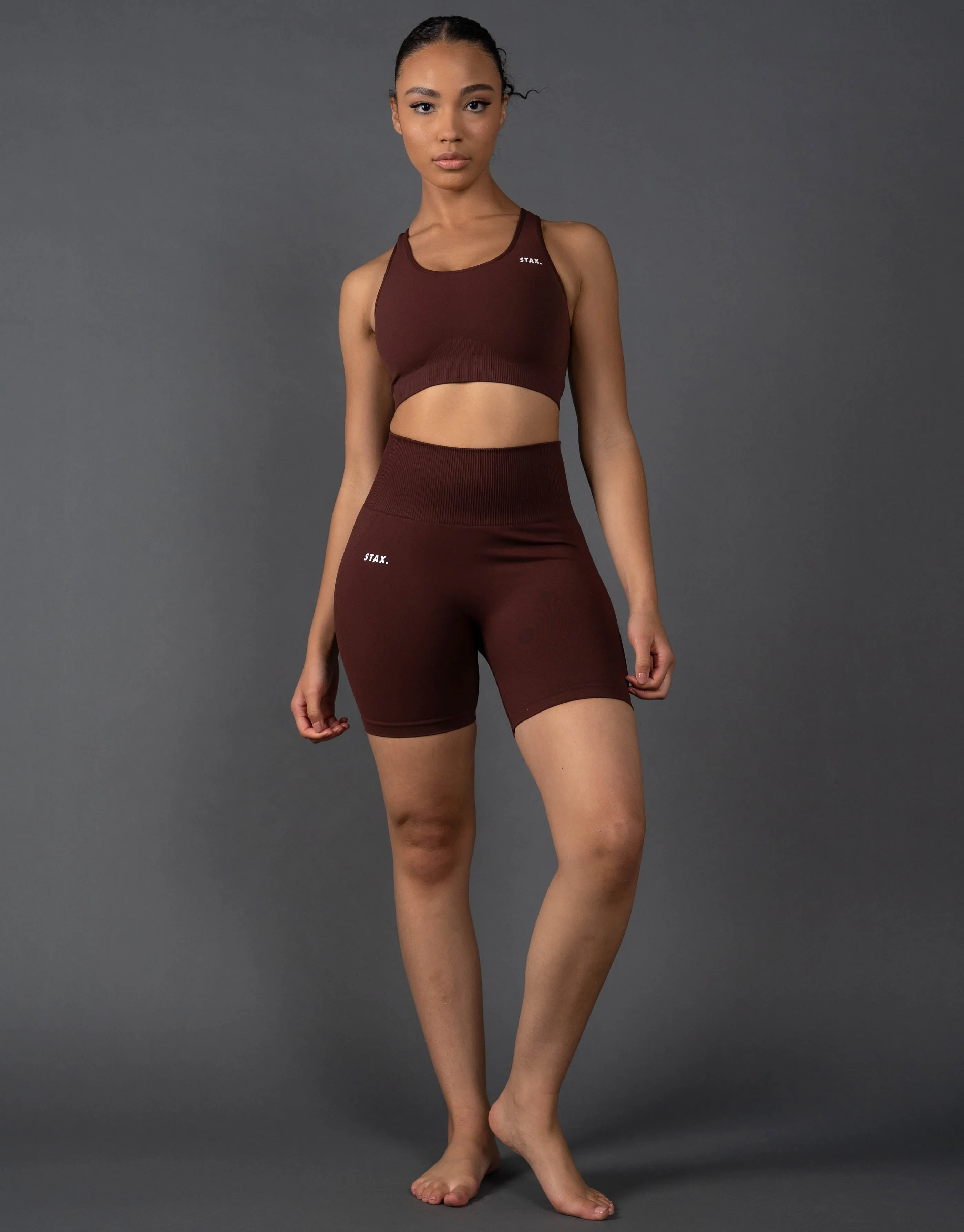 Premium Seamless Racer Crop V5.1 - Umber Brown