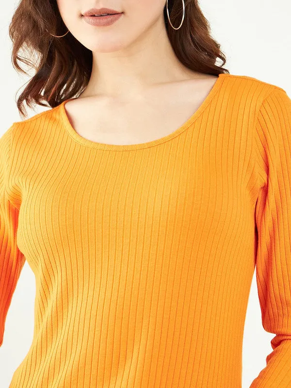 Round Neck Fitted Top For Women