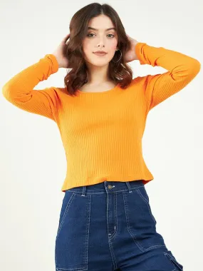 Round Neck Fitted Top For Women