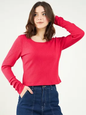 Round Neck Fitted Top For Women