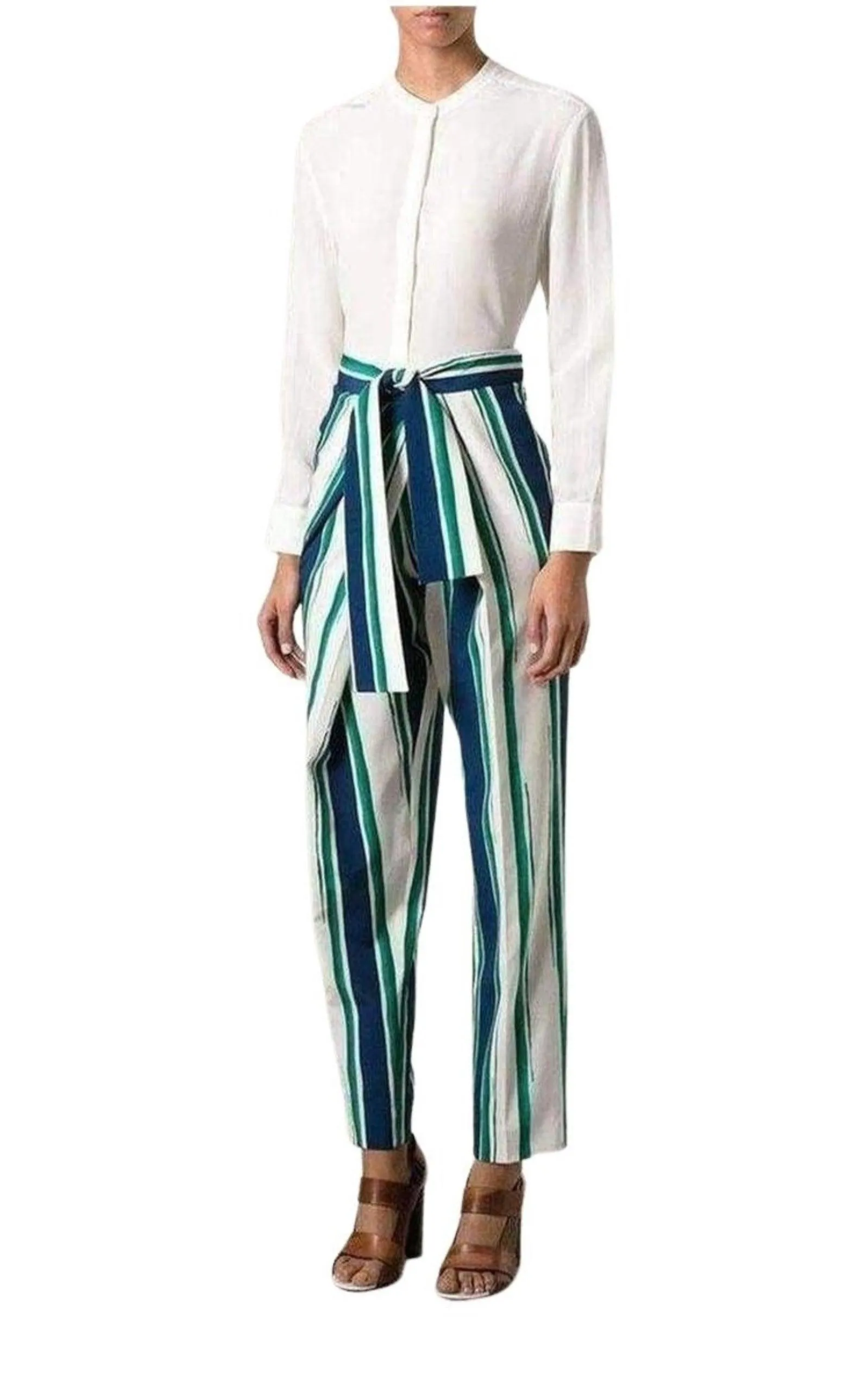 Striped Sarong Silk Trousers