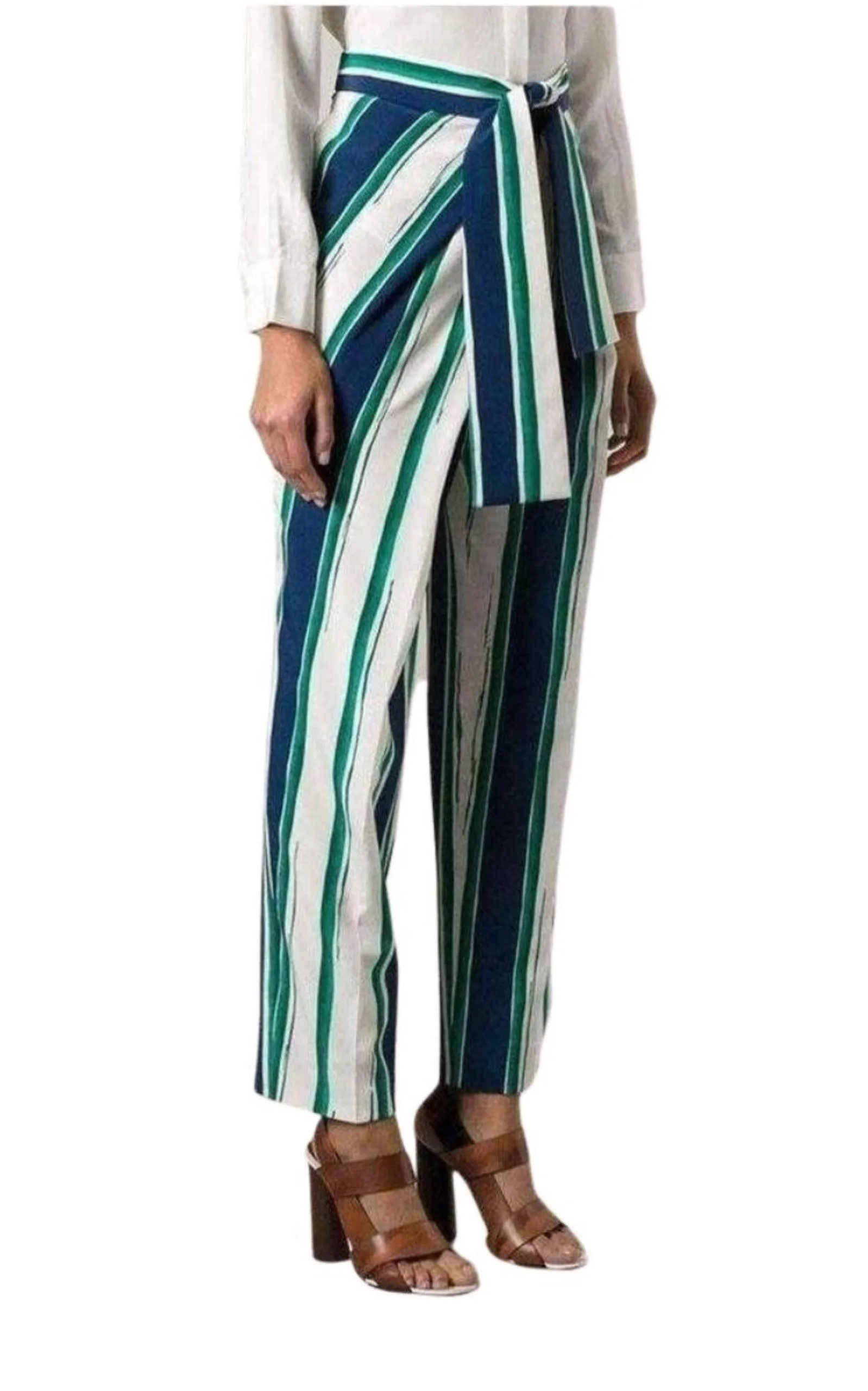 Striped Sarong Silk Trousers