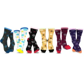 TeeHee Socks Women's Casual Polyester Crew Snowflake 6-Pack (11636)