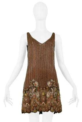 VALENTINO HEAVILY BEADED FLORAL MINI DRESS