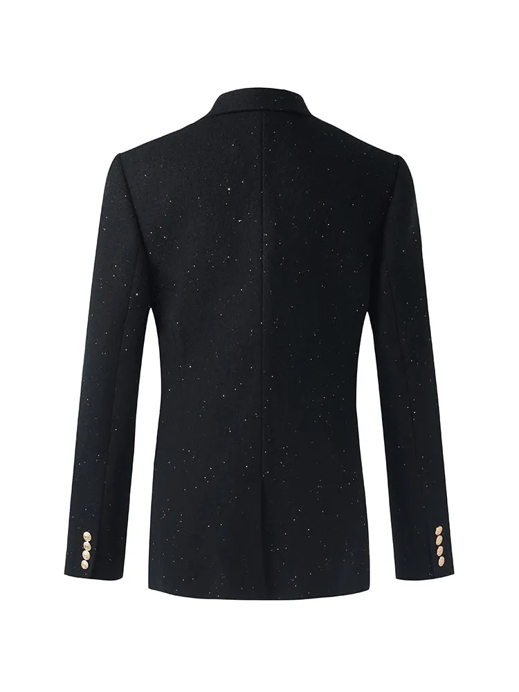 Wool Blend Knitted Sequins Women Blazer