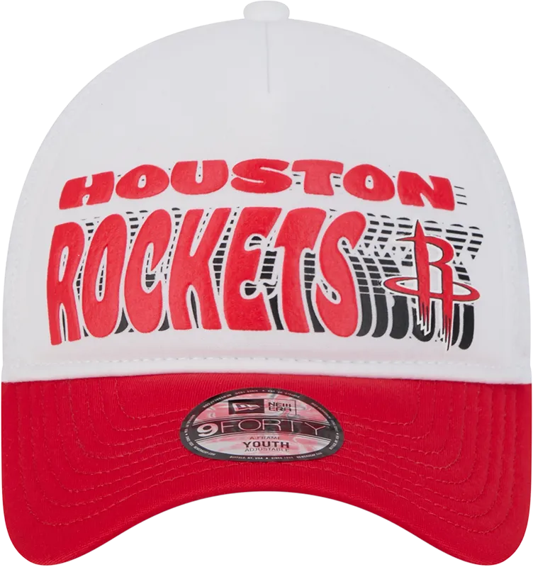 Youth Houston Rockets New Era 9FORTY A-Frame Team Printed Adjustable Cap