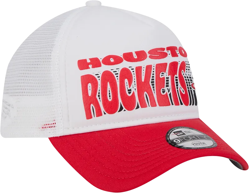 Youth Houston Rockets New Era 9FORTY A-Frame Team Printed Adjustable Cap